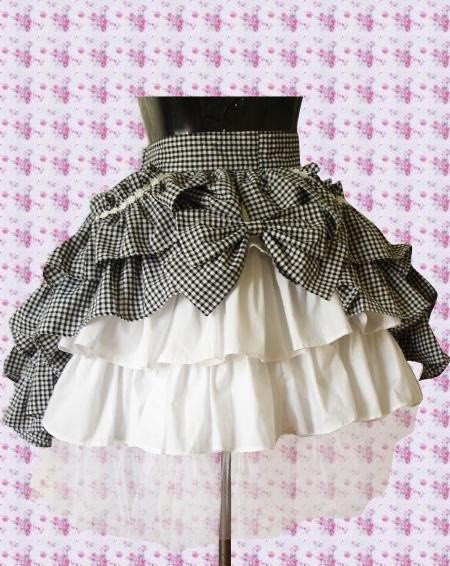 Sort Hvid Spot Bow Lolita Nederdel