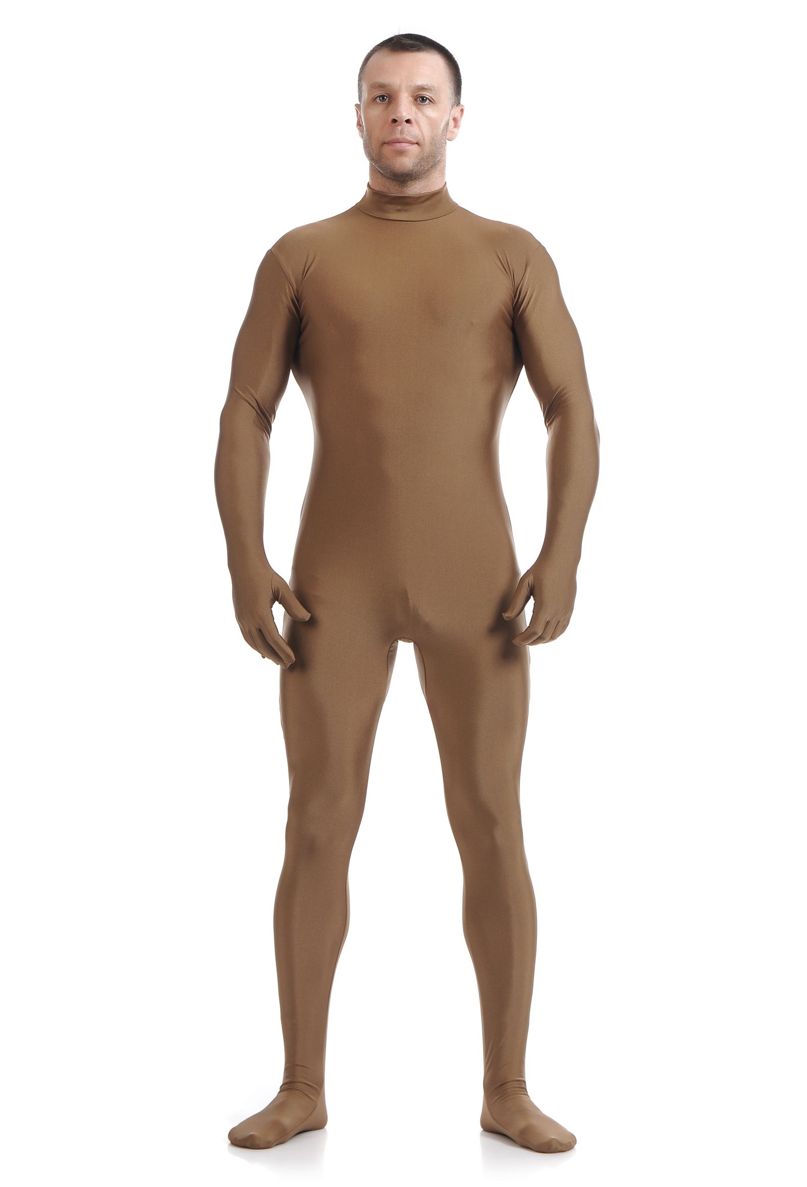 Lycra Spandex Skinsuits til Mænd Second Skin Kostume Kaffe