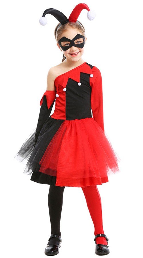 Børn Harley Quinn Kostume Halloween Klovnekostume