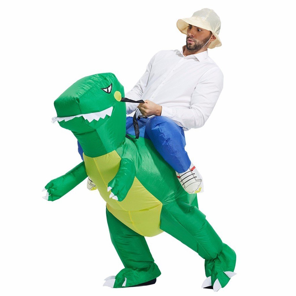 Oppusteligt Dinosaur Kostume til Voksne og Børn Grøn
