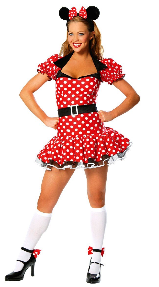 Voksen Polka Dot Minnie Mouses Kostume