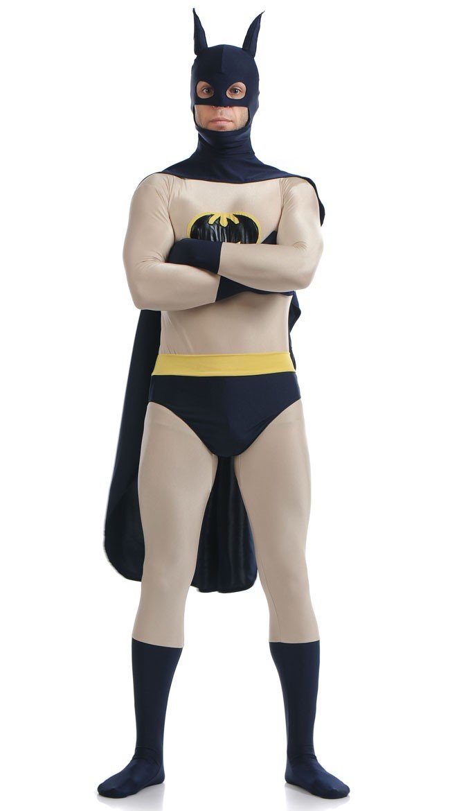 Klassisk Skinnende Spandex Batman Kostume Til Voksne