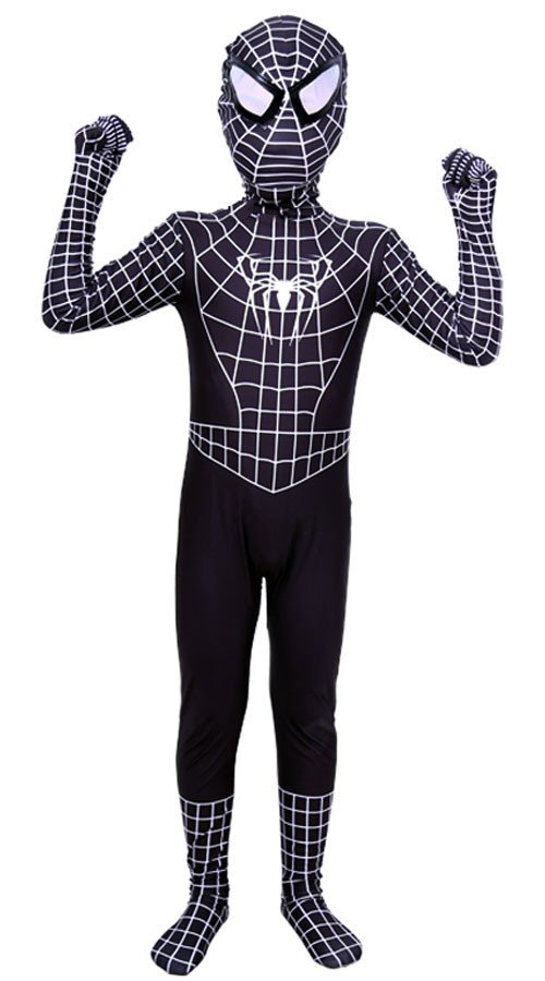 Klassisk Lycra Spiderman Kostume Til Børn Sort