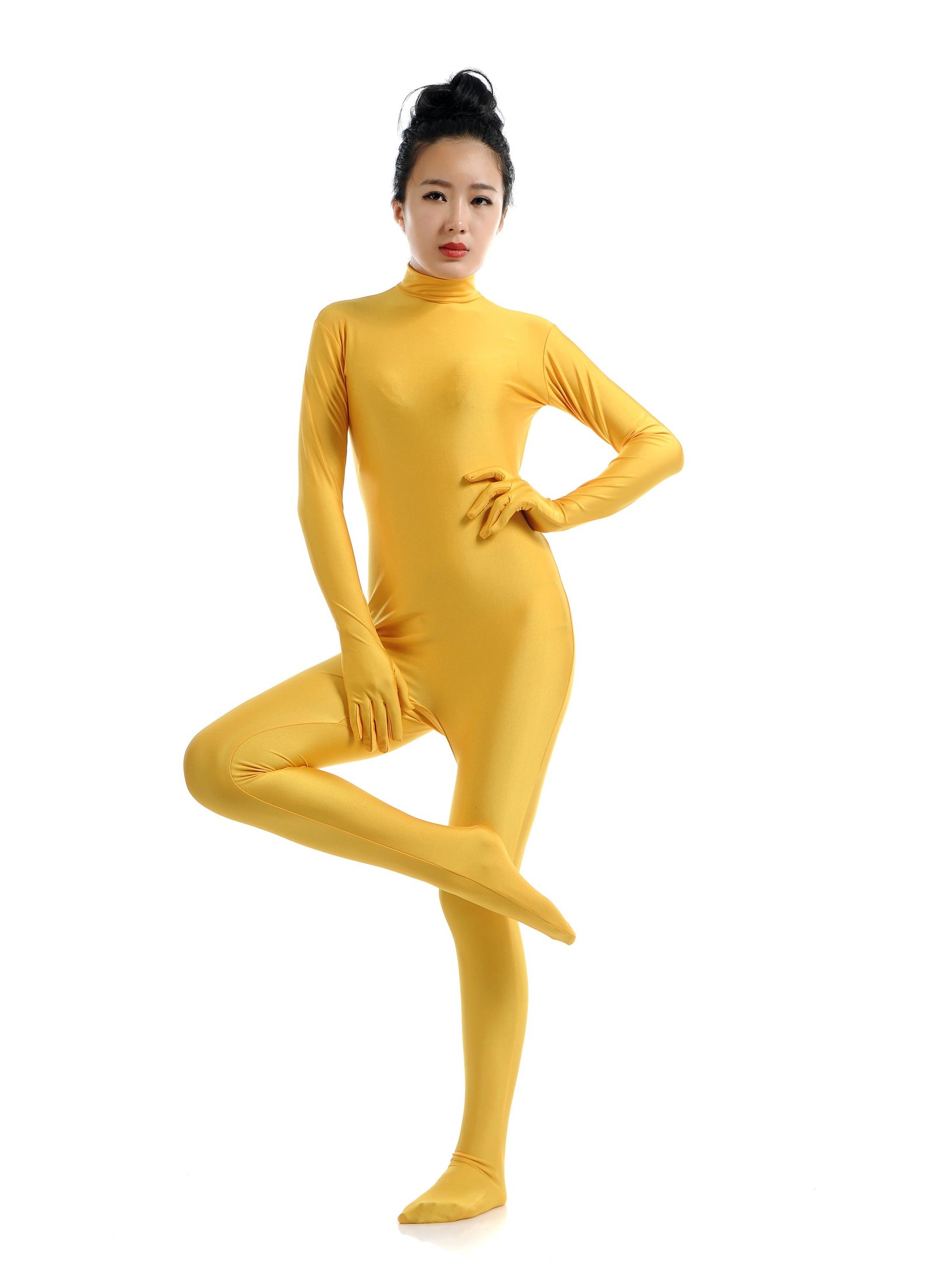 Lycra Spandex Skinsuits til Dame Second Skin Kostume Gul