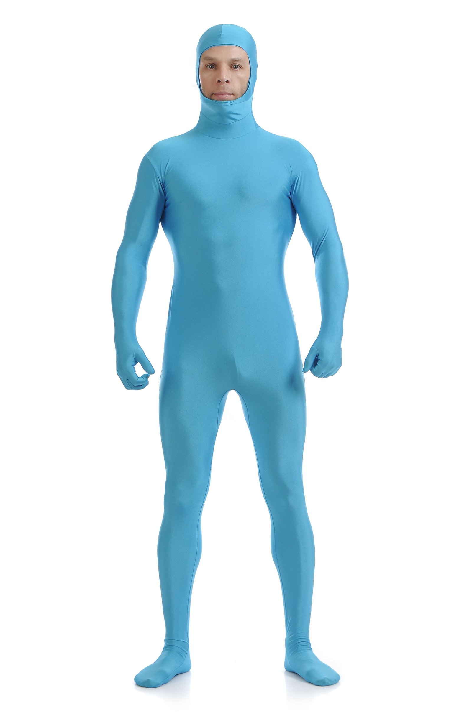 Skinsuits Mænd Lycra Spandex Åbne Ansigt Second Skin Suit Blå