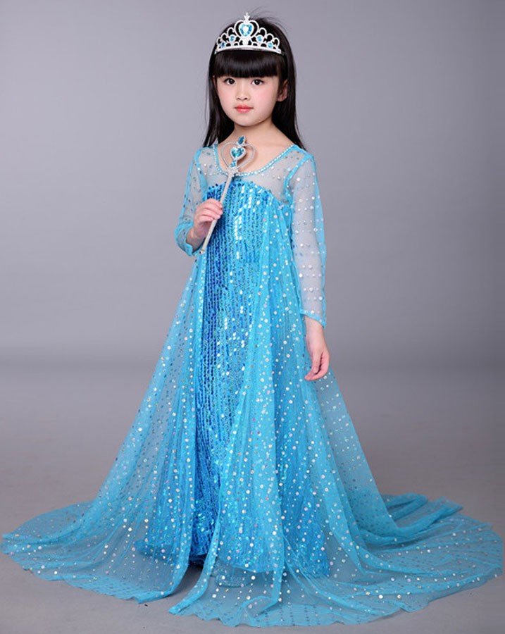 Sequin Frozen Elsa Prinsessekjole til Børn
