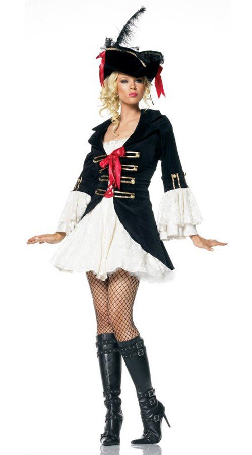 Sort Kaptajn Swashbuckler Pirat Kostume til Voksne