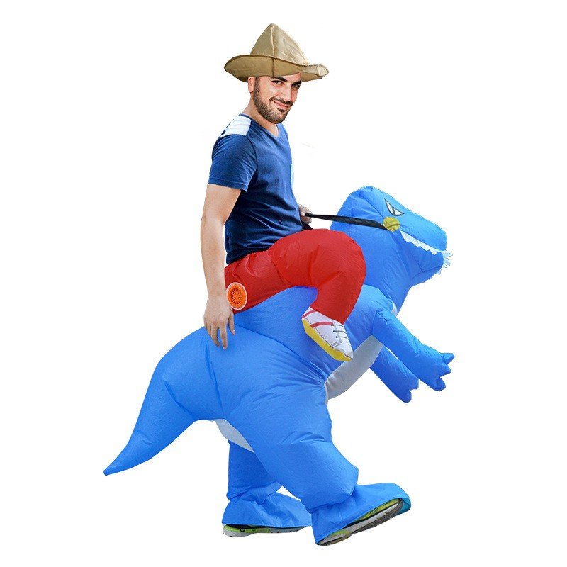 Oppusteligt Dinosaur Kostume til Voksne og Børn Blå