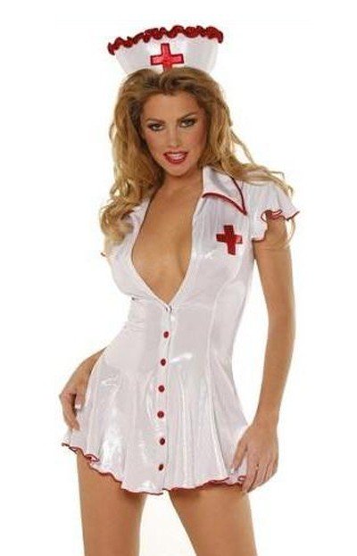 Hvid Præmiekvalitet Frække Sygeplejerske Kostume