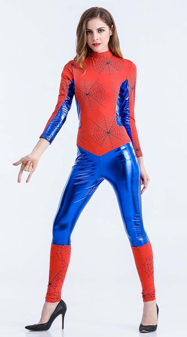 Blå Spidergirl Kostume Superhelte Kostume Jumpsuit