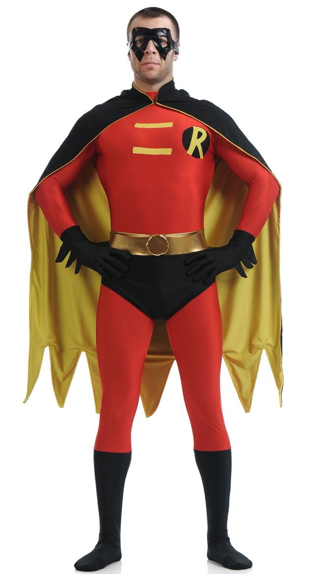 Lycra Spandex Robin Kostume Rød Og Sort