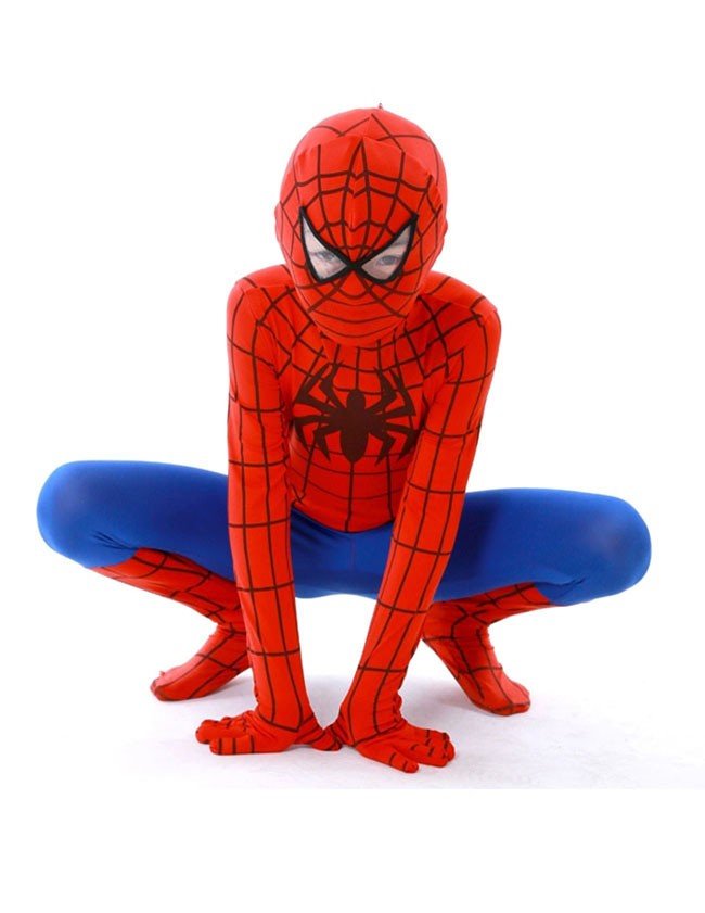 Klassisk Lycra Spiderman Kostume Til Børn Rød