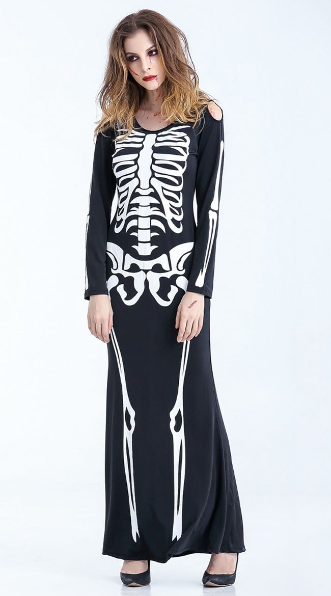 Halloween Skelet Kostume Maxi Kjole