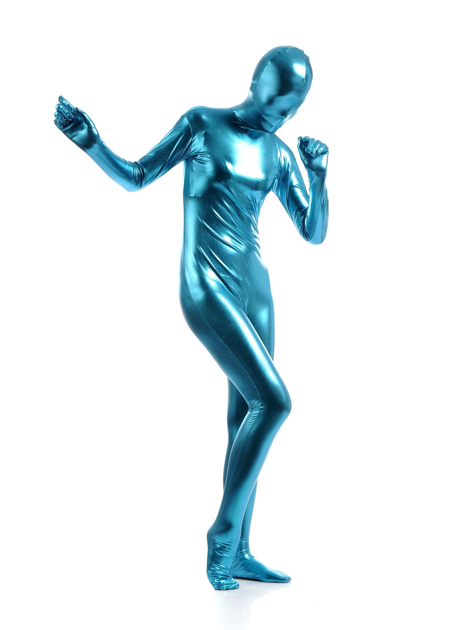 Morphsuits Kvinder All Inclusive Metallic Skinnende Dragt Lyseblå