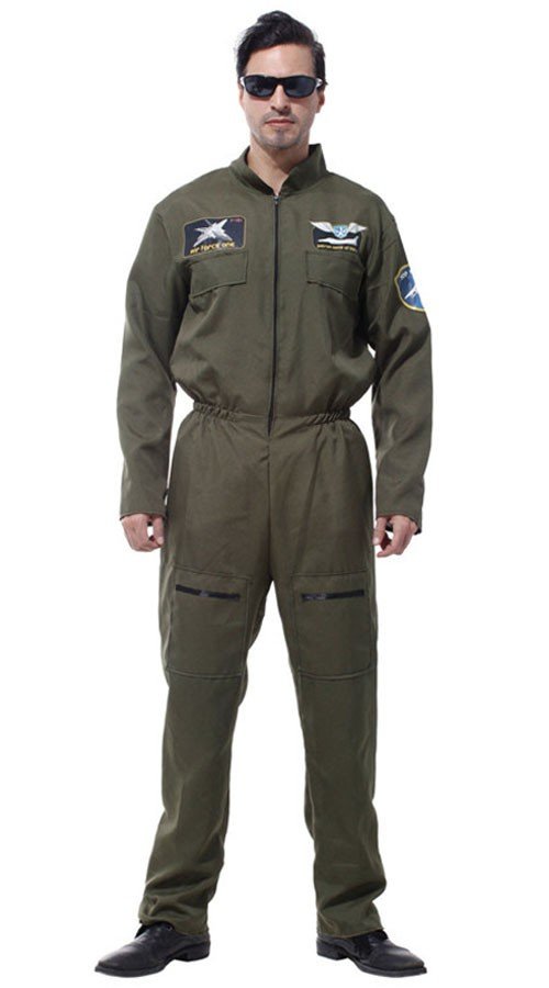Mænd Top Gun Kostume Flyvestøj Pilot Jumpsuit
