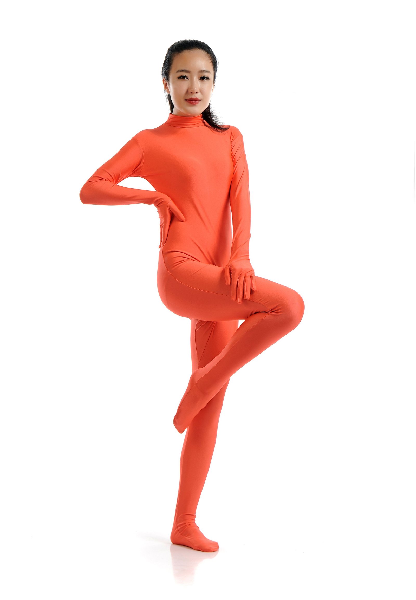 Lycra Spandex Skinsuits til Dame Second Skin Kostume Orange