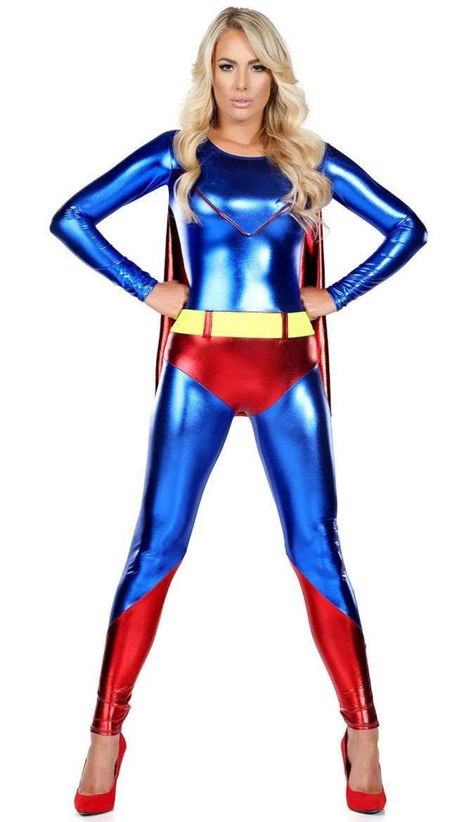 Frække Blå Superhelte Superwoman Kostume