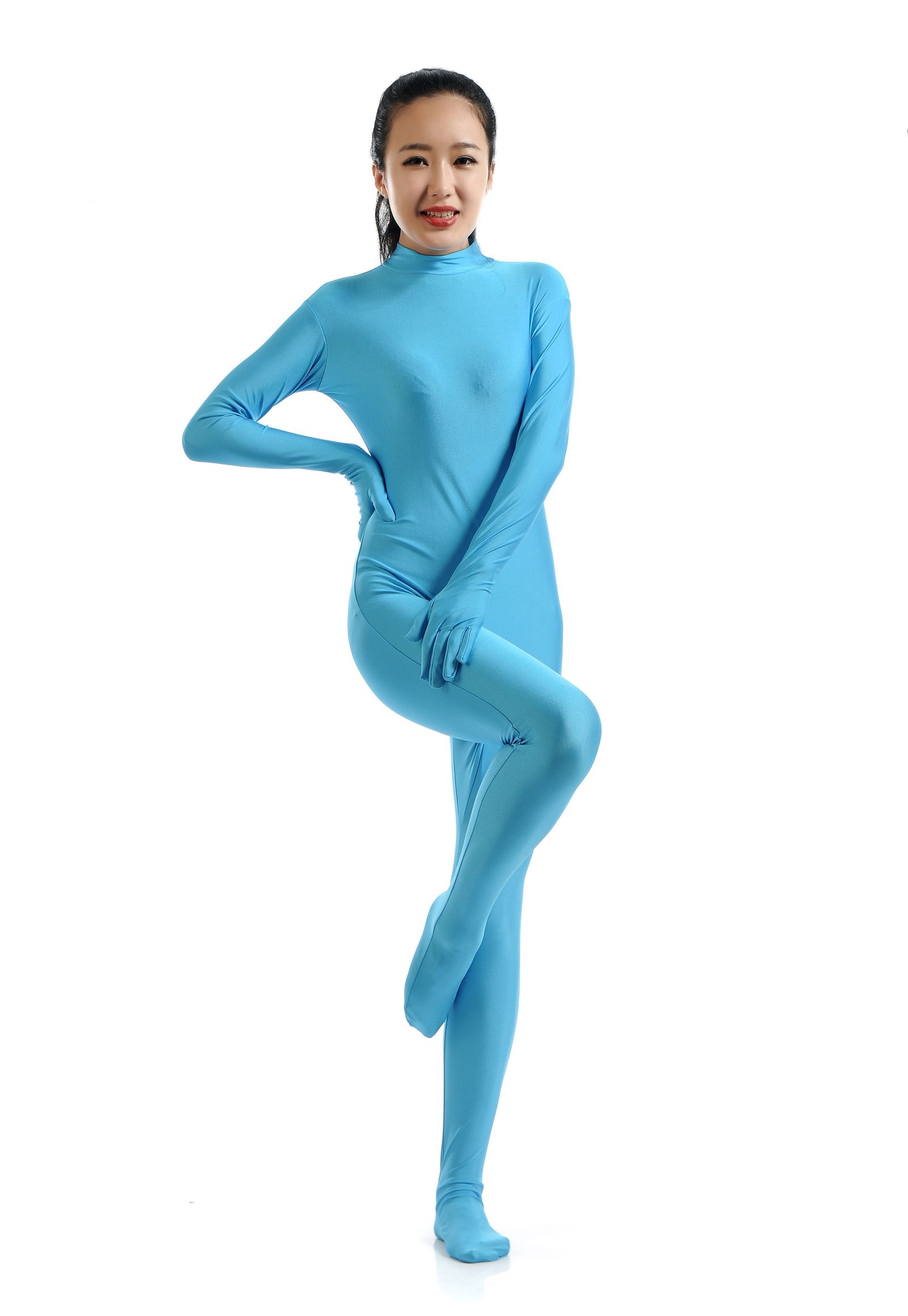 Lycra Spandex Skinsuits til Dame Second Skin Kostume Himmelblå