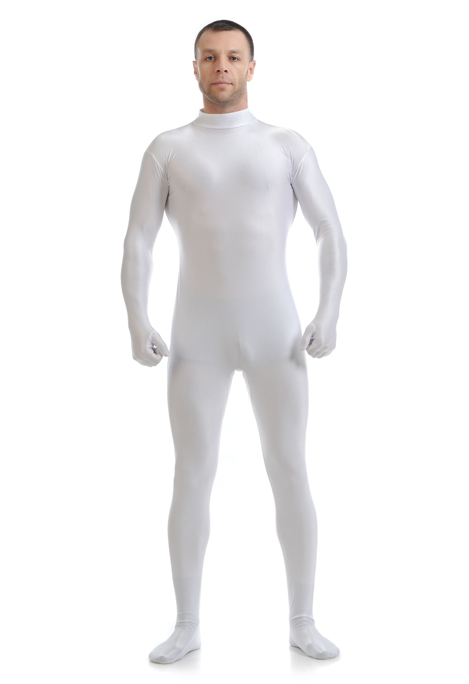 Lycra Spandex Skinsuits til Mænd Second Skin Kostume Hvid