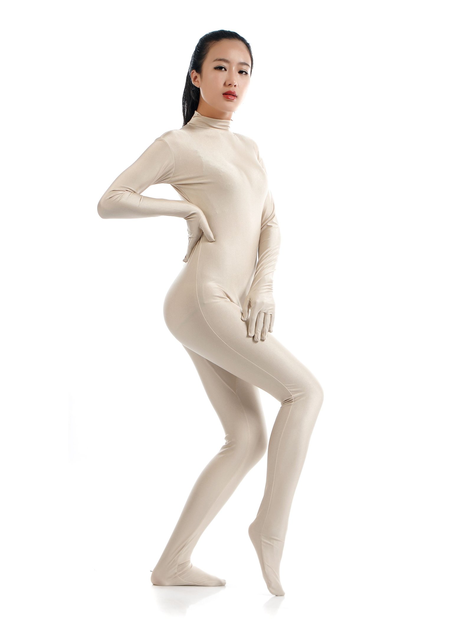 Lycra Spandex Skinsuits til Dame Second Skin Kostume kødfarvet