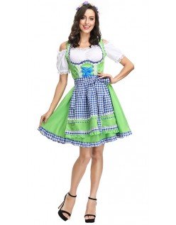 Tyrolerpige Oktoberfest Kostume Dirndl Heidi Kjole Grøn