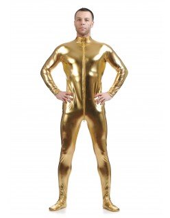 Metallisk Skinsuits Mænd Morphsuits Ingen Hætte Guld