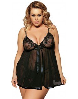 Lingeri Store Størrelse Blonde Babydoll Nightie Sort