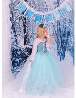 Klassisk Frozen Kostume til Børn Elsa Prinsessekjole