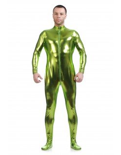 Metallisk Skinsuits Mænd Morphsuits Ingen Hætte Lys Grøn