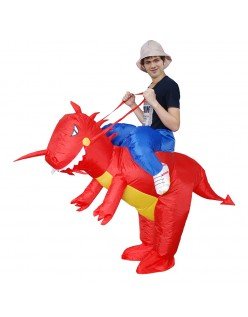 Oppusteligt Dinosaur Kostume til Voksne og Børn Rød