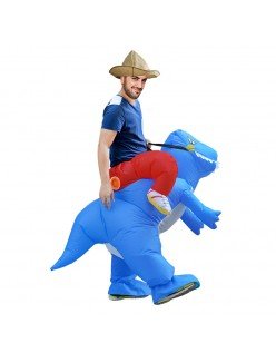 Oppusteligt Dinosaur Kostume til Voksne og Børn Blå