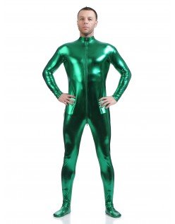 Metallisk Skinsuits Mænd Morphsuits Ingen Hætte Grøn