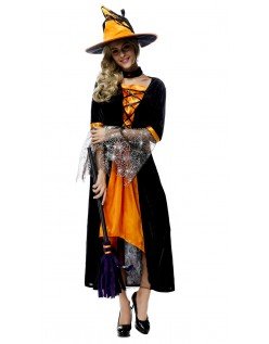Halloween Hekse Kostume Sort Orange