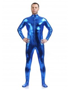 Metallisk Skinsuits Mænd Morphsuits Ingen Hætte Blå