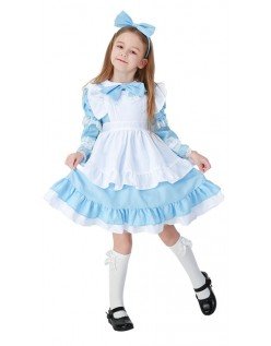 Alice Kostume Børn Søde Lolita Pige Kostume Blå
