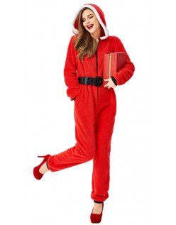 Hætteklædte Julekostume til Voksne Pyjamas Rød