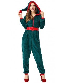 Hætteklædte Julekostume til Voksne Pyjamas Grøn