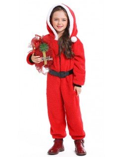Børn Hætteklædte Julekostume Pyjamas Rød