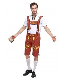 Bayersk Oktoberfest Lederhosen Kostume Gul