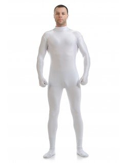 Lycra Spandex Skinsuits til Mænd Second Skin Kostume Hvid